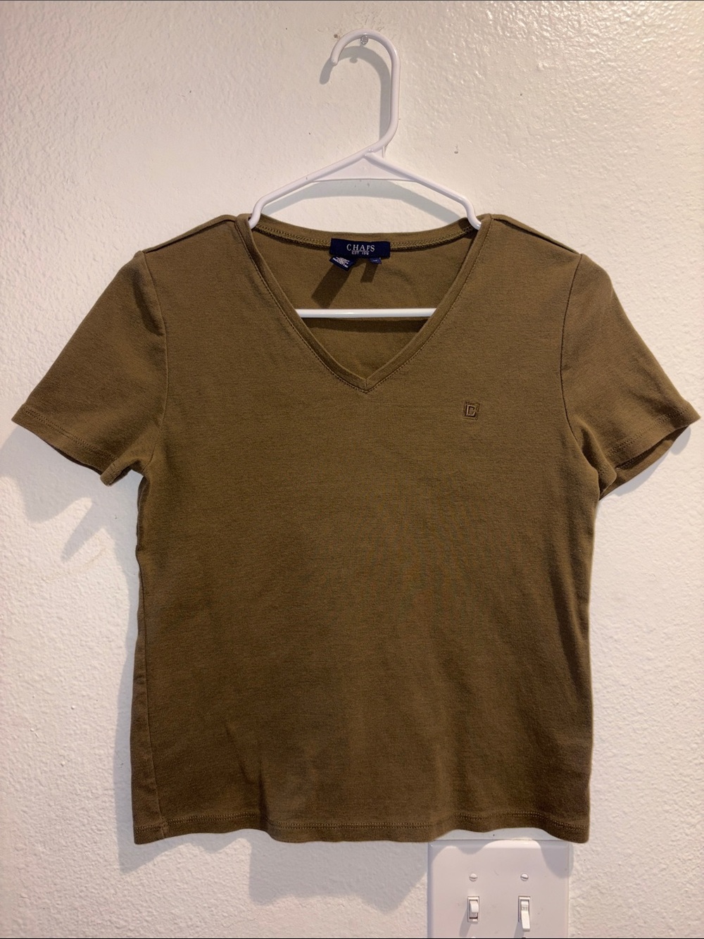 Chaps Olive Green V-Neck Short Sleeve Tee